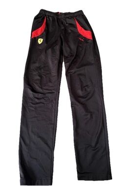 Ferrari Scuderia Puma Mens Small S  Track Pants Sweatpants Black Red Drawstring